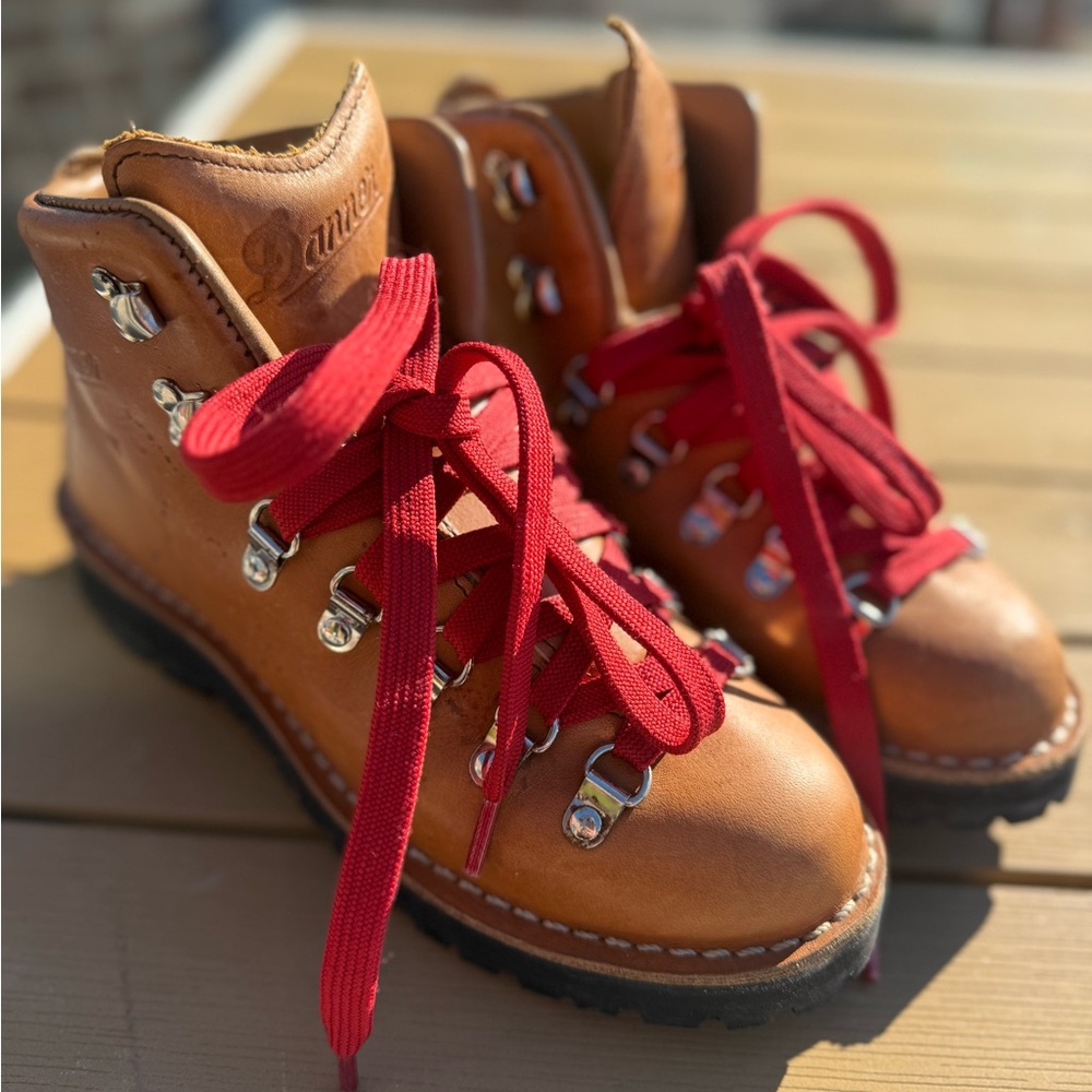 Danner Tan Boots with Red Laces